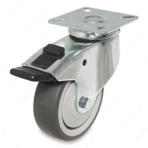 Richelieu 2 in Thermoplastic Rubber Swivel with Brake Caster Gray F24785